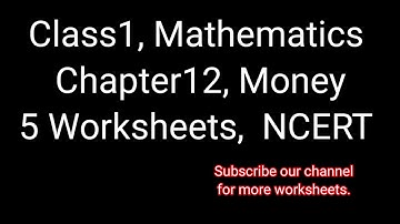 Money, Worksheets, Class1, Mathematics,  Chapter12, NCERT