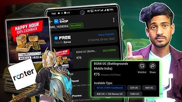 Rooter App 100% Cashback On BGMI Uc । 60 Uc Free । Bgmi Free Uc । Free Uc In BGMI । Rooter App UC