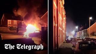 video: Watch: Dorset town ‘like a war zone’ after 12 cars are set on fire