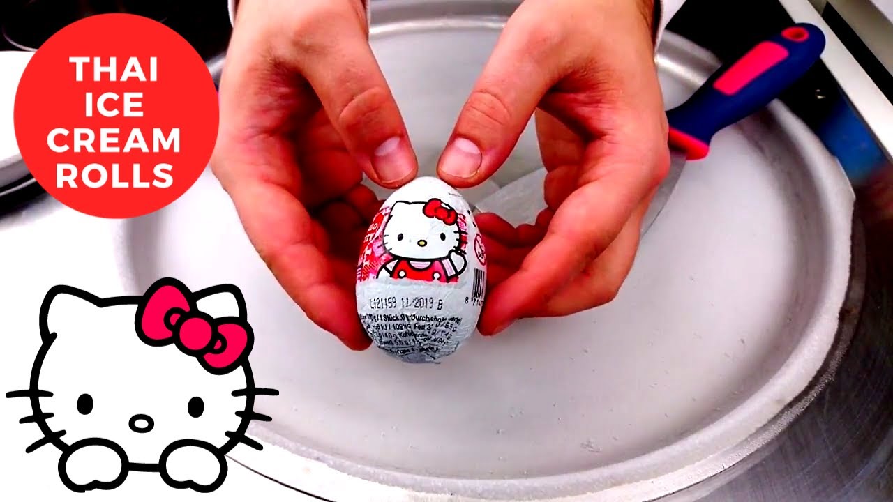 Hello Kitty ICE CREAM ROLLS How To Make THAI ICE CREAM ROLLS with
