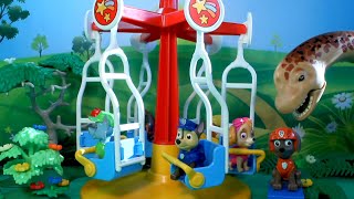 PAW PATROL en el TIOVIVO MAGICO! Patrulla canina patrulla bus cachorros mighty pups toys juguetes