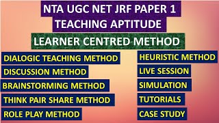 NTA UGC NET JRF|LEARNER CENTRED METHOD |DIALOGIC |THINK PAIR SHARE |BRAINSTORMING| DISCUSSION METHOD
