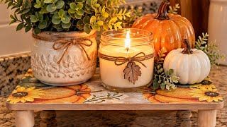 Dollar Tree Cutting Board Makeover | From Plain Wood to Beautiful Fall Kitchen Decor 🍂