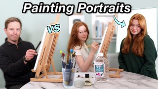 OIL PAINTING PORTRAIT CHALLENGE *Dad Vs Daughter | R Studios