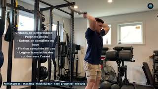 French press - standing - thick EZ bar - semi pronated - mid grip - Demo