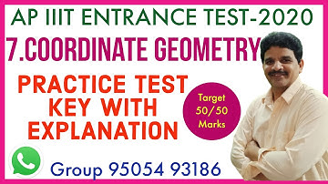 AP IIIT ENTRANCE TEST- COORDINATE GEOMETRY PRACTICE TEST KEY WITH EXPLANATION | IIIT  MODEL PAPERS |