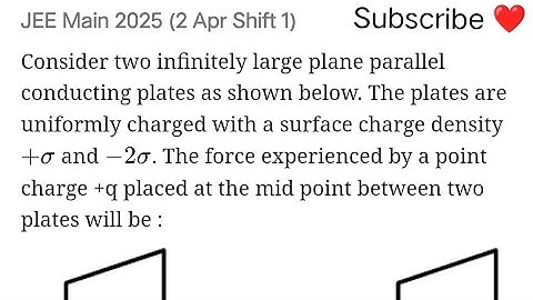 #jeemain2025 Consider two infinitely large plane parallel conducting plates as shown below. The