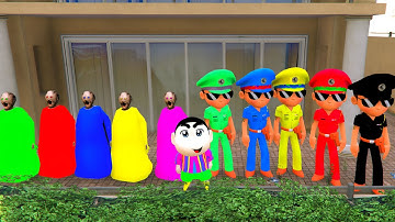 Colourful Little Singham And Granny Playing Hide and Seek Challenge With Shinchan || Gta 5 Gameplay
