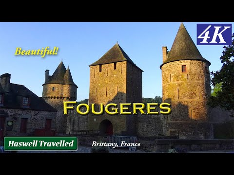 Medieval Fougeres Castle in Golden Morning Sun - Brittany, France 4K