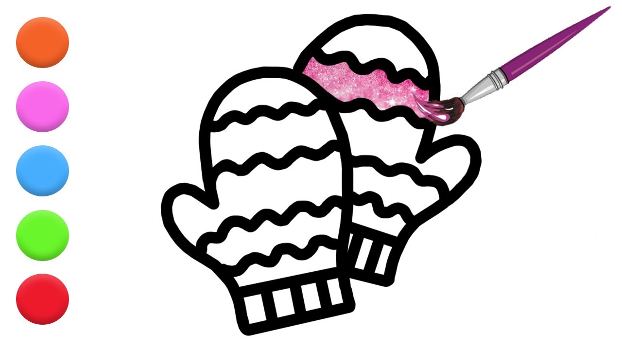 How to draw winter gloves glitter winter gloves drawing for kids