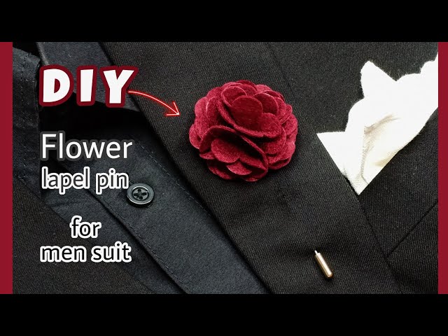 DIY Flower Lapel Pin for men suit . / how to make a lapel pin for wedding.  / Diy flower boutonniere. 