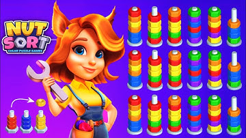 Nut Sort color puzzle game - Gameplay Walkthrough| Level 41-55 (android,iOs)
