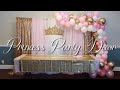 Decorate With Me | Princess Party Decor | Pink & Gold Organic Balloon Garland