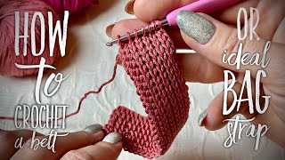 ВЯЗАНИЕ КРАСИВОГО ПЛОСКОГО ШНУРА КРЮЧКОМ 💥 / 🧶 HOW TO CROCHET HANDBAG STRAP