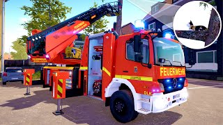 Emergency Call 112 - Firefighter Rescue Cat From Tree (Ladder Truck in Action!)