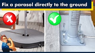 Outdoor patio idea: Mount a parasol directly to a concrete surface