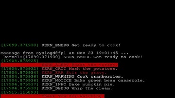 Pumpkin Pie Linux - 8 log levels using printk and dmesg -w