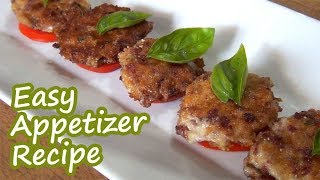 Cheese, salami, basil...on a fresh italian tomato slice! everybody
loves these quick and easy appetizers! it's clearly our favorite best
party starter ev...