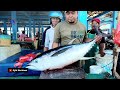 Wow fresh yellowfin tuna! Amazing skill cutting fresh tuna Special food in Indonesia by Haji Zakir