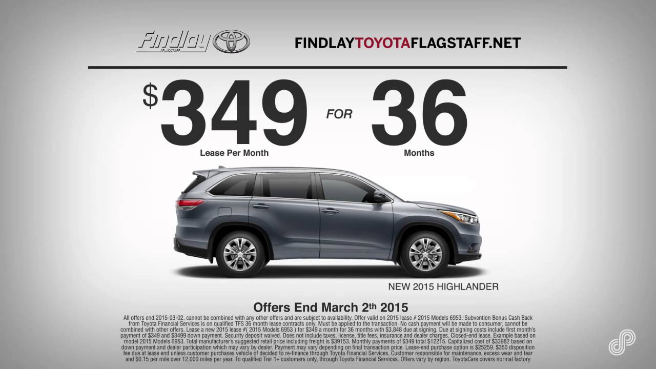 2017 Toyota Highlander Lease Offer Findlay Flagstaff February Sp