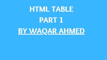 Creating HTML Tables Part-1 Lec-12 HTML tutorial for beginners in Urdu/Hindi| Waqar Ahmed