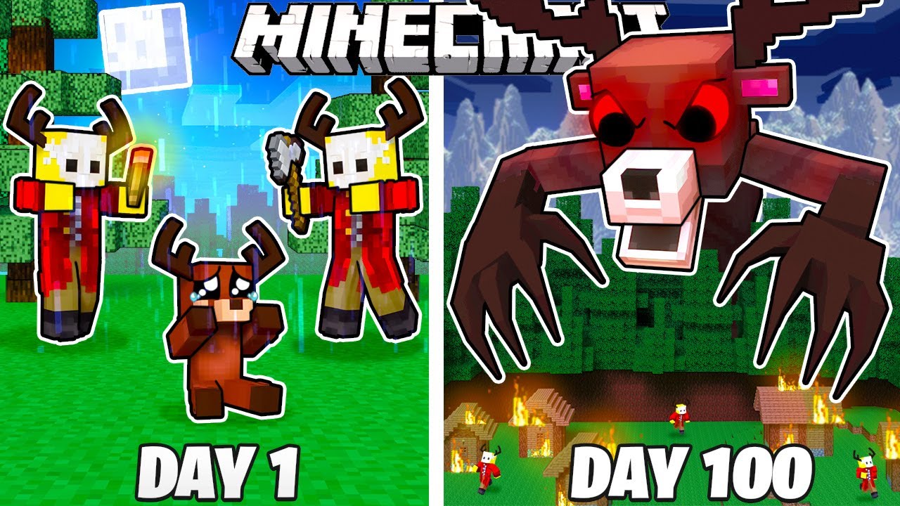 I Survived 100 Days as The DEER MONSTER in Minecaft!