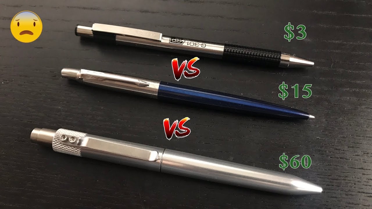 EDC pen comparison $60 vs $15 vs $3