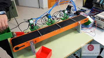 Cinta transportadora para simular llenado de productos