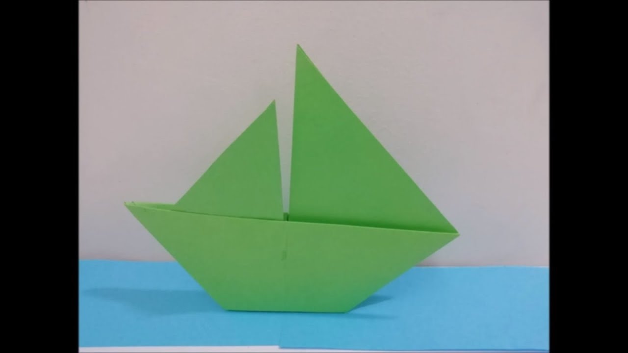 Download Origami Sailboat , How to make a easy paper "⛵ Sail Boat" which stands- Origami Tutorial - YouTube