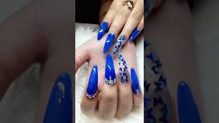 Blue Almond Shape Nails