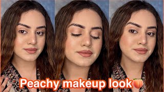 Peachy glam makeup look step by step for beginners🍑 Soft makeup look | Cute makeup | kp styles