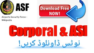 ASF Corporal ASI Past Papers Notes/ ASF  pdf file notes / jobsinfpk