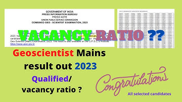 UPSC Geoscientist prelims 2023 result Analysis | Qualified/ vacancy ratio??