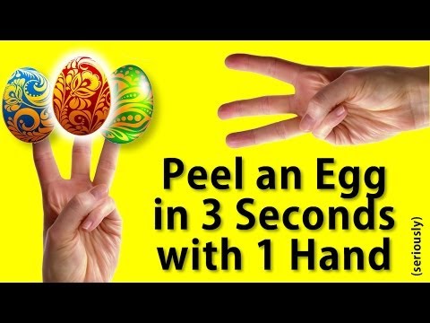 How to Peel Hard-boiled Eggs Without Peeling - 3 Seconds, 1 Hand Version