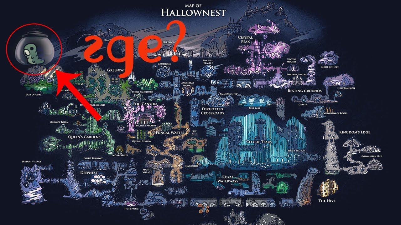 Карта всех гусеничек hollow knight