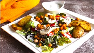 Chickpea and Potato Salad with Tahini Sauce | Hearty & Nourishing | Baked French Fries Recipe