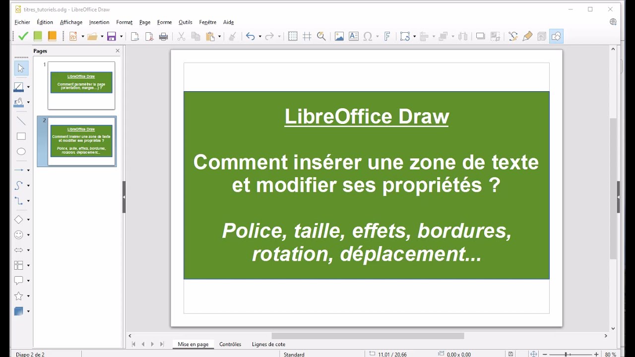 2 - LibreOffice Draw - Comment insérer une zone de texte et modifier ...