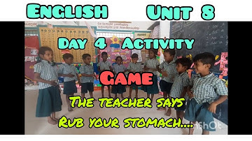 unit 8 English/ Ennum Ezhuthum/Game ..The teacher says....Recalling action words..page61