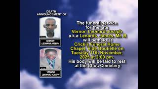 Vernon Leonard Joseph ~ Short Obituary