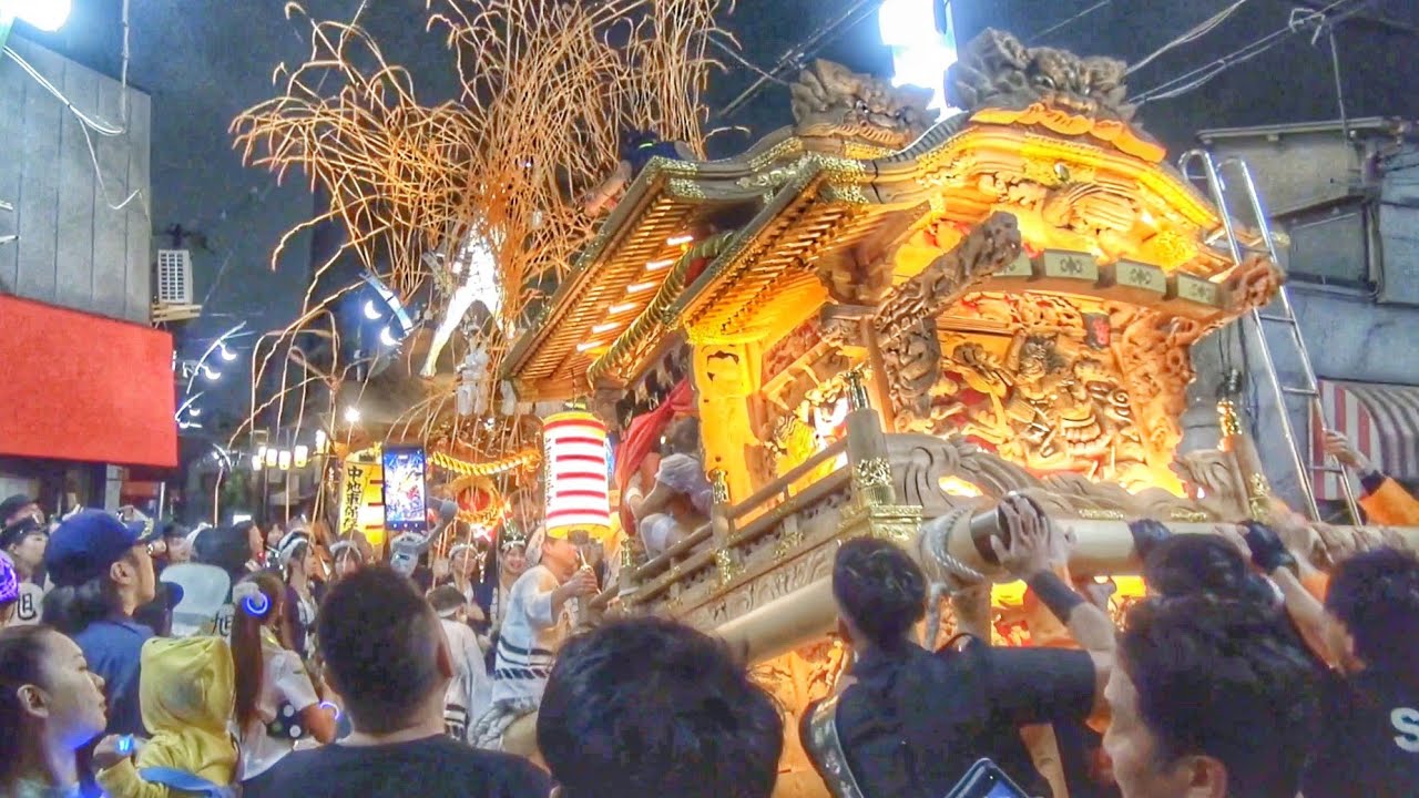 2025.10.19 東大阪市 稲田 だんじり 夕方のパレード 入場 など(中町会·南町会·旭町会·北町会·橋本町会)