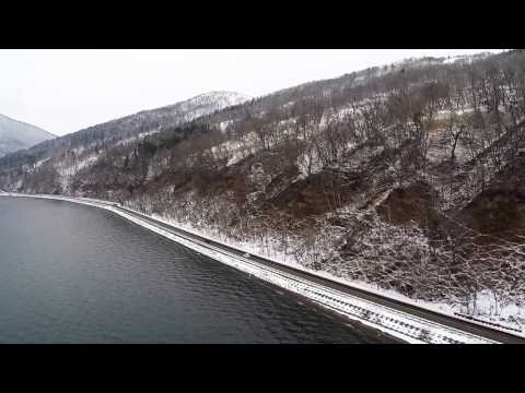 Lake Shikotsu, Hokkaido, Japan - Winter Flyover