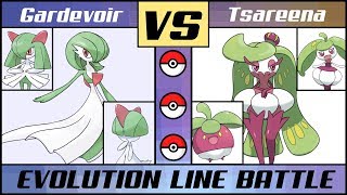 GARDEVOIR vs. TSAREENA (Pokémon Sun\/Moon) - Evolution Line Battle