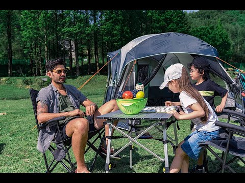 PORTAL Outdoor Folding Portable Picnic Camping Table with Aluminum Legs Adjustable Height Roll Up