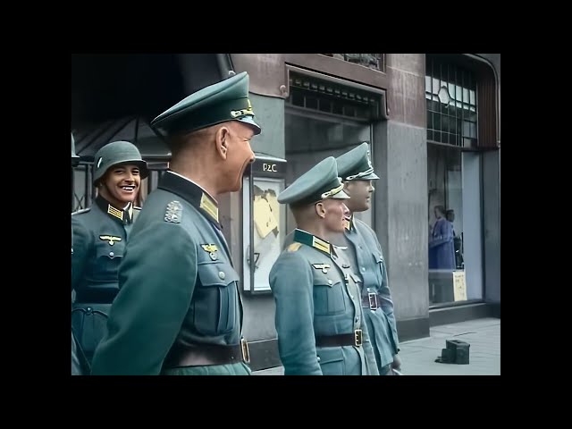 Spectacular colorized film of the beginning of the German occupation of The Netherlands during WW-II class=
