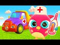 Baby penguin needs help! Hop Hop is ready for rescue! Tow truck &amp; an ambulance. Cartoons for kids.