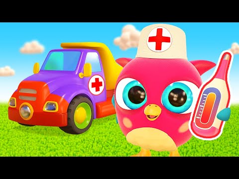 Baby penguin needs help! Hop Hop is ready for rescue! Tow truck & an ambulance. Cartoons for kids.