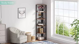 Tribesigns Corner Shelf, 70.8 Inch Tall Corner Bookshelf - F1356