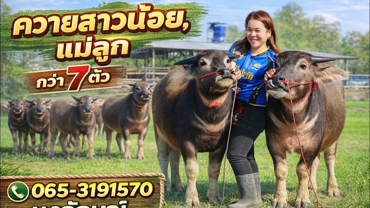 💥ควายสาวน้อยพัฒนากว่า7ตัว,แม่ลูก 06-53191570นงลักษณ์ น.ภักดีฟาร์ม อ.ชื่นชม จ.มหาสารคาม