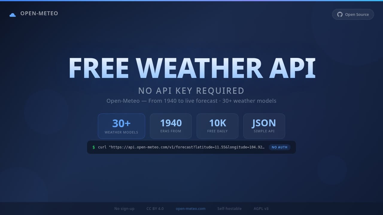 Free Weather API Tutorial | Open-Meteo (No API Key Required) - YouTube