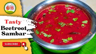 healthy beetroot sambar recipe | how to cook beetroot sambar | beetroot huli | no onion no garlic